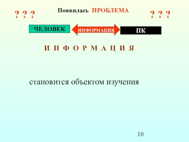 Появилась ПРОБЛЕМА И Н Ф О Р М А Ц И Я