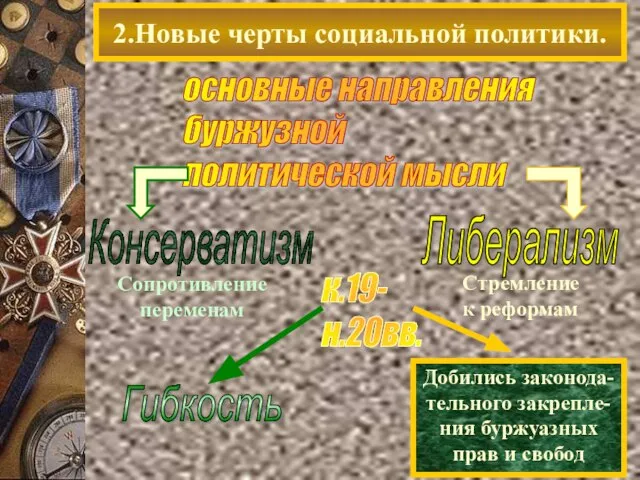 2.Новые черты социальной политики. основные направления буржузной политической мысли к.19- н.20вв.