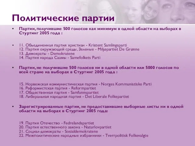 Политические партии Партии, получившие 500 голосов как минимум в одной области на