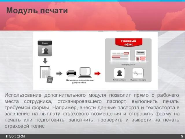 Модуль печати ITSoft CRM Использование дополнительного модуля позволит прямо с рабочего места