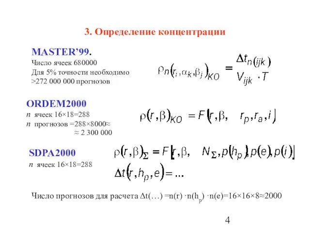 3. Определение концентрации MASTER’99. Число ячеек 680000 Для 5% точности необходимо >272