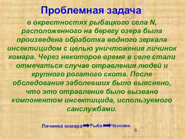 в окрестностях рыбацкого села N, расположенного на берегу озера была произведена обработка