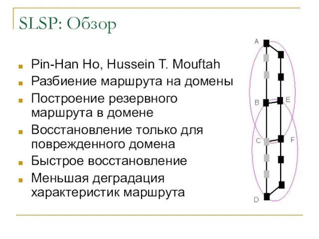 SLSP: Обзор Pin-Han Ho, Hussein T. Mouftah Разбиение маршрута на домены Построение