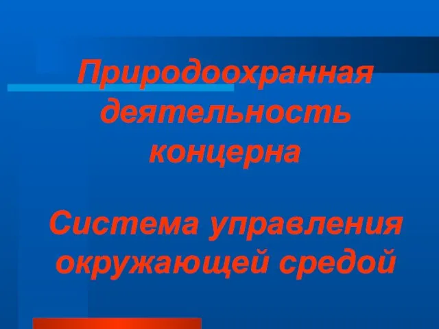 Природоохранная деятельность концерна Система управления окружающей средой