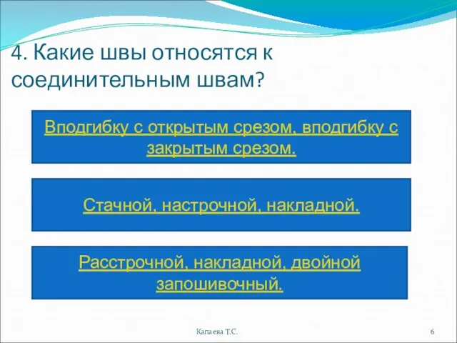 4. Какие швы относятся к соединительным швам? Капаева Т.С. Вподгибку с открытым