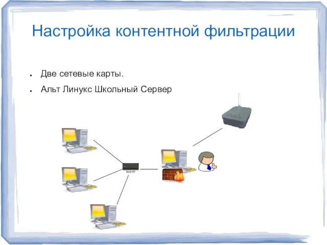 Настройка контентной фильтрации Две сетевые карты. Альт Линукс Школьный Сервер