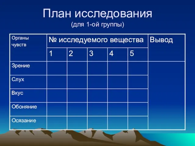 План исследования (для 1-ой группы)