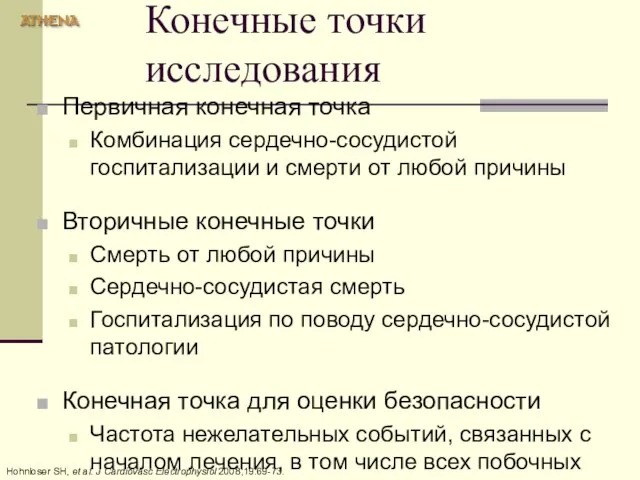 Конечные точки исследования Первичная конечная точка Комбинация сердечно-сосудистой госпитализации и смерти от