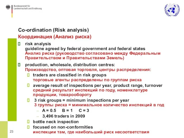 Co-ordination (Risk analysis) Координация (Анализ риска) risk analysis guideline agreed by federal