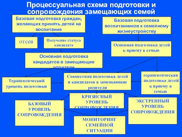 Процессуальная схема подготовки и сопровождения замещающих семей