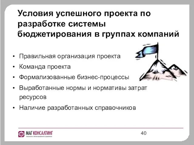 Условия успешного проекта по разработке системы бюджетирования в группах компаний Правильная организация