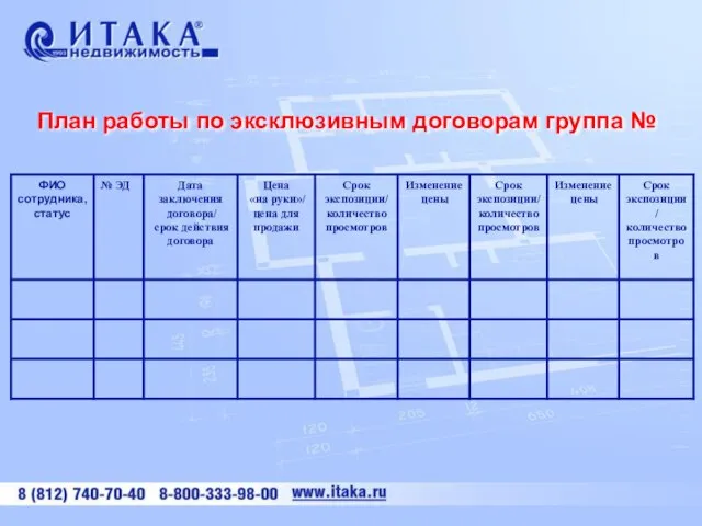 План работы по эксклюзивным договорам группа №