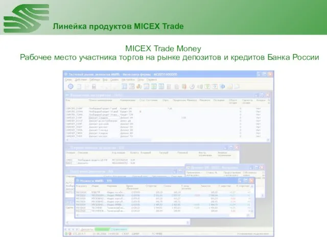 MICEX Trade Money Рабочее место участника торгов на рынке депозитов и кредитов