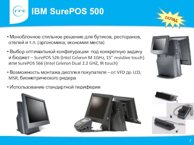 IBM SurePOS 500 Моноблочное стильное решение для бутиков, ресторанов, отелей и т.п.