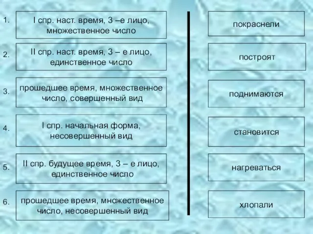 I спр. наст. время, 3 –е лицо, множественное число покраснели II спр.