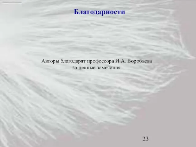 Благодарности Авторы благодарят профессора И.А. Воробьева за ценные замечания