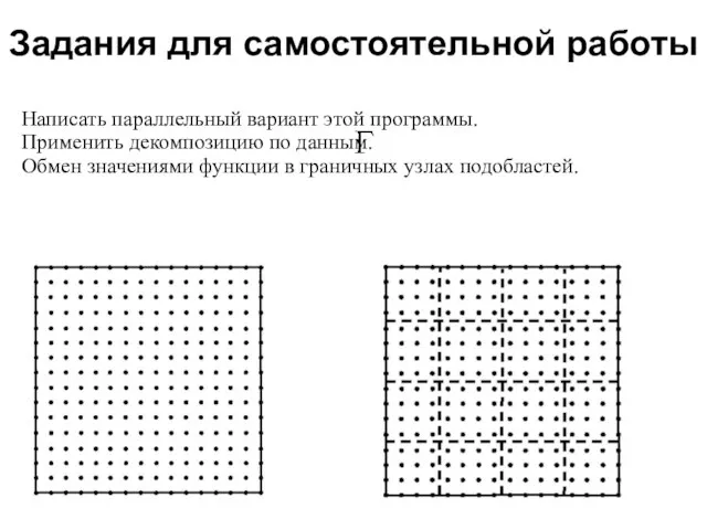 Задания для самостоятельной работы 2008 Написать параллельный вариант этой программы. Применить декомпозицию