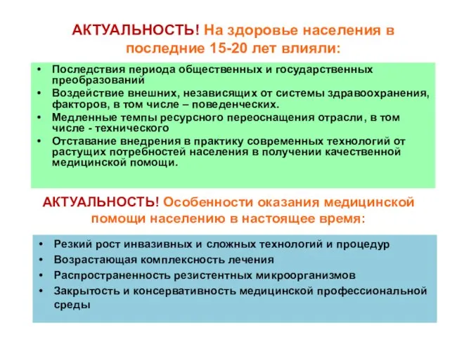 АКТУАЛЬНОСТЬ! На здоровье населения в последние 15-20 лет влияли: Последствия периода общественных