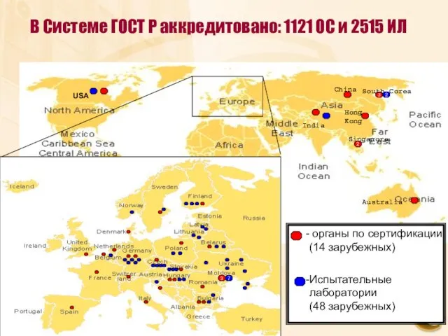 В Системе ГОСТ Р аккредитовано: 1121 ОС и 2515 ИЛ 2 3