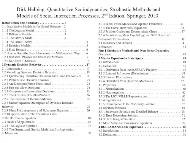 Dirk Helbing. Quantitative Sociodynamics: Stochastic Methods and Models of Social Interaction Processes,