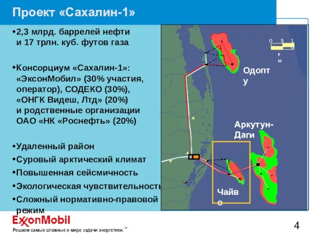 2,3 млрд. баррелей нефти и 17 трлн. куб. футов газа Консорциум «Сахалин-1»: