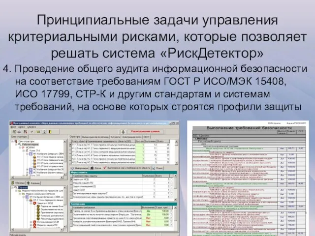 Принципиальные задачи управления критериальными рисками, которые позволяет решать система «РискДетектор» 4. Проведение