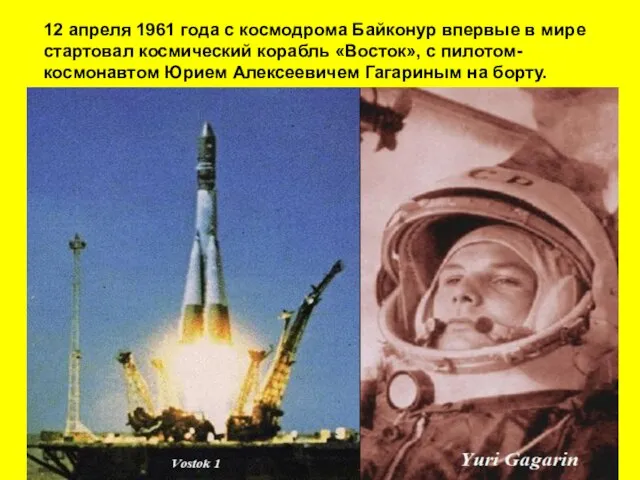 12 апреля 1961 года с космодрома Байконур впервые в мире стартовал космический