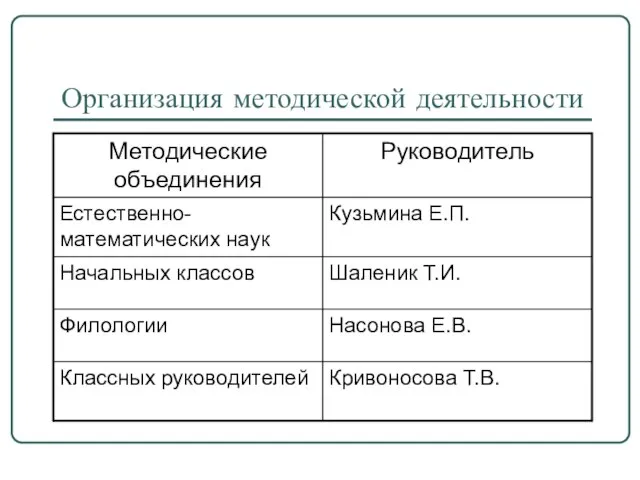 Организация методической деятельности