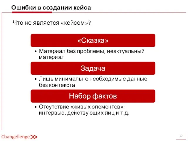 Ошибки в создании кейса Что не является «кейсом»?