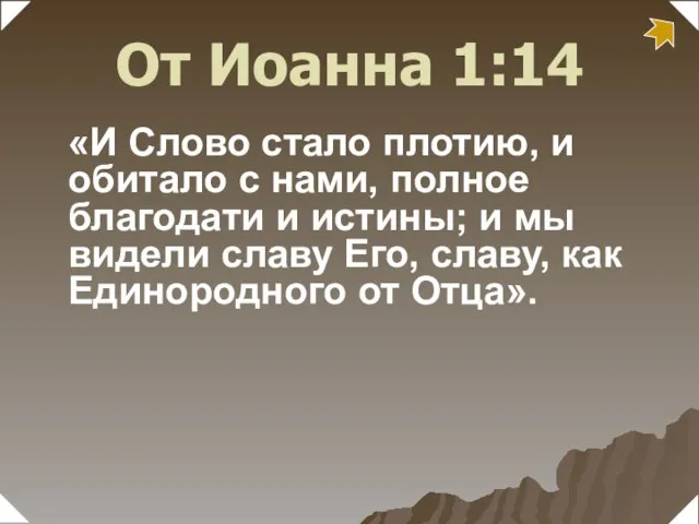 «И Слово стало плотию, и обитало с нами, полное благодати и истины;