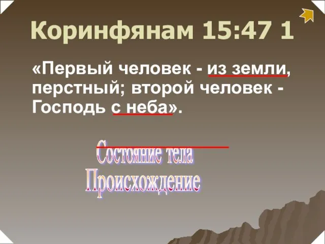 «Первый человек - из земли, перстный; второй человек - Господь с неба».