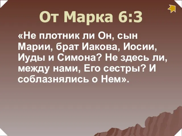 «Не плотник ли Он, сын Марии, брат Иакова, Иосии, Иуды и Симона?