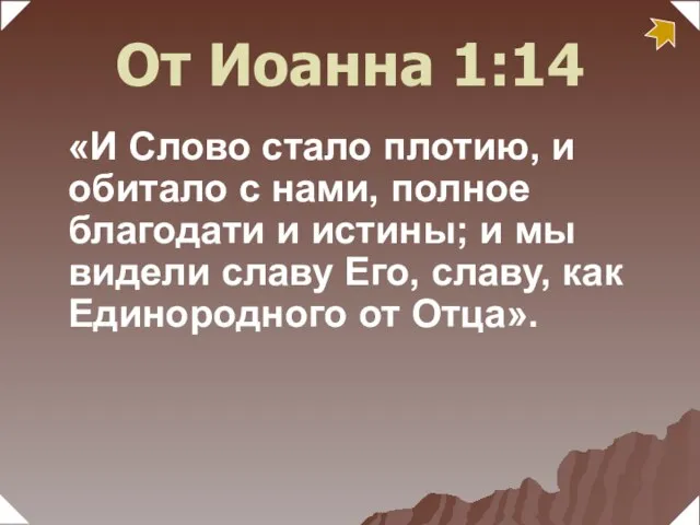 «И Слово стало плотию, и обитало с нами, полное благодати и истины;