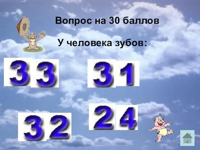 Вопрос на 30 баллов У человека зубов: