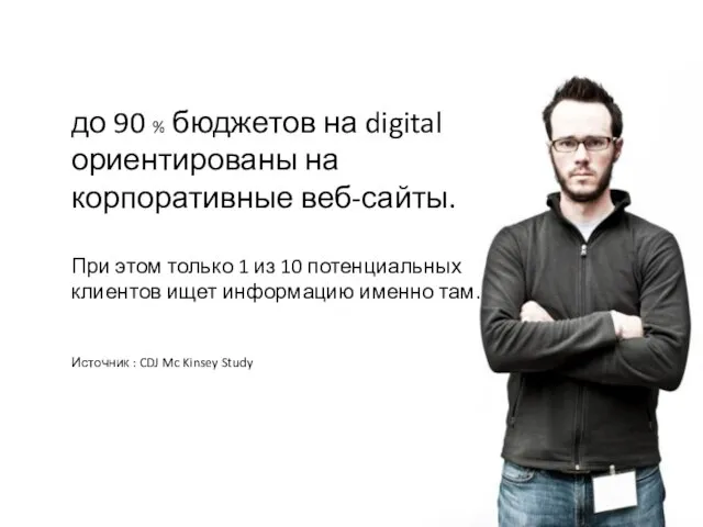 до 90 % бюджетов на digital ориентированы на корпоративные веб-сайты. При этом