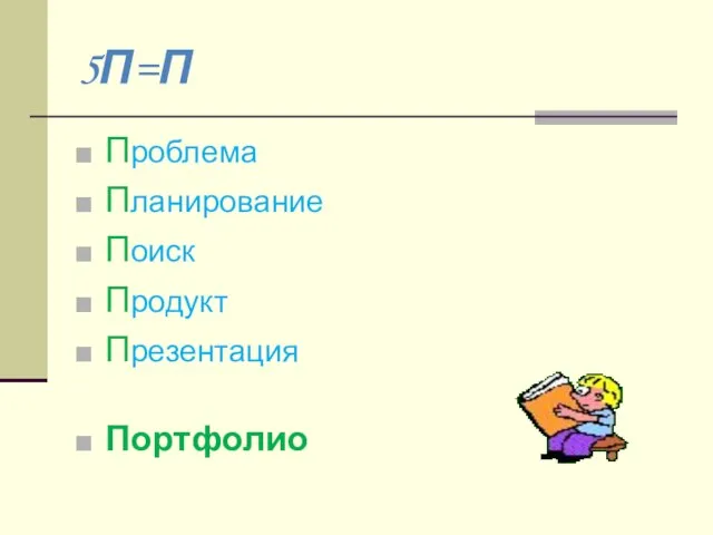 Проблема Планирование Поиск Продукт Презентация Портфолио 5П=П