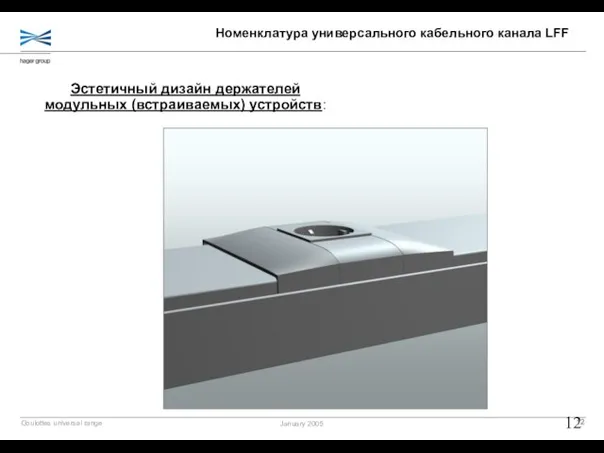 Эстетичный дизайн держателей модульных (встраиваемых) устройств: Номенклатура универсального кабельного канала LFF