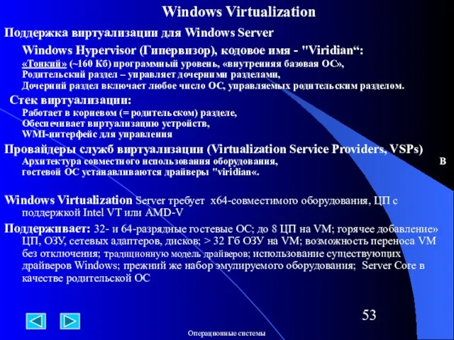 Windows Virtualization Поддержка виртуализации для Windows Server Windows Hypervisor (Гипервизор), кодовое имя