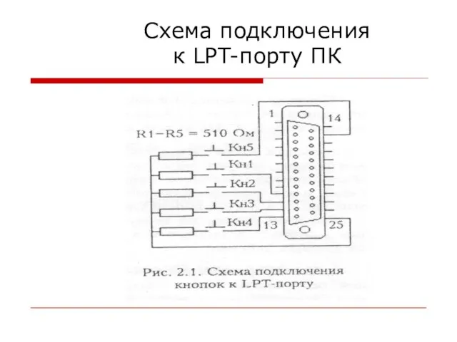 Схема подключения к LPT-порту ПК