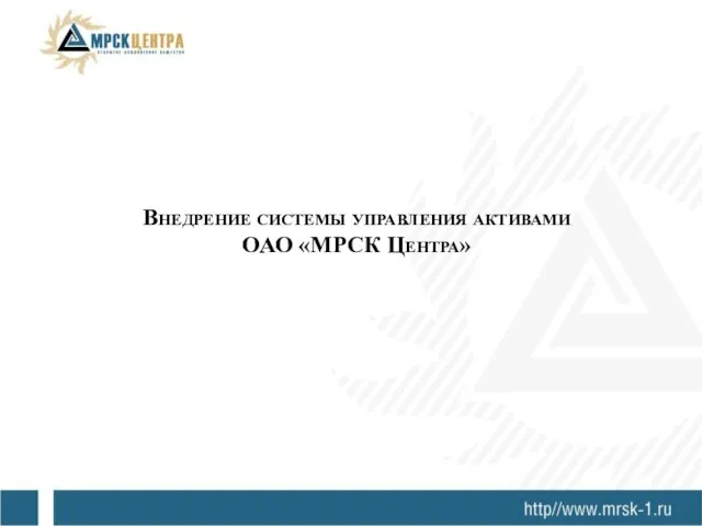 Внедрение системы управления активами ОАО «МРСК Центра»