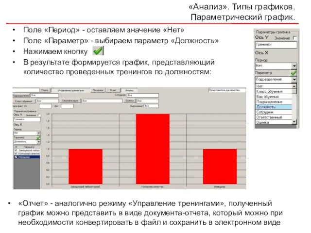 «Анализ». Типы графиков. Параметрический график. Поле «Период» - оставляем значение «Нет» Поле