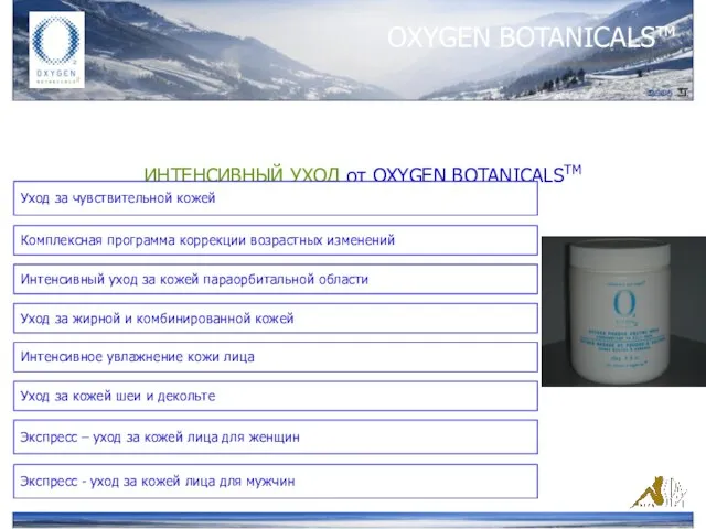 OXYGEN BOTANICALSтм ИНТЕНСИВНЫЙ УХОД от ОXYGEN BOTANICALSTM Уход за чувствительной кожей Комплексная