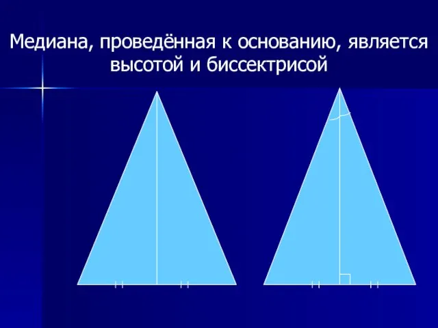 Медиана, проведённая к основанию, является высотой и биссектрисой