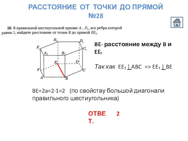 РАССТОЯНИЕ ОТ ТОЧКИ ДО ПРЯМОЙ №28 BE- расстояние между B и EE₁