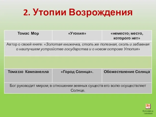 2. Утопии Возрождения