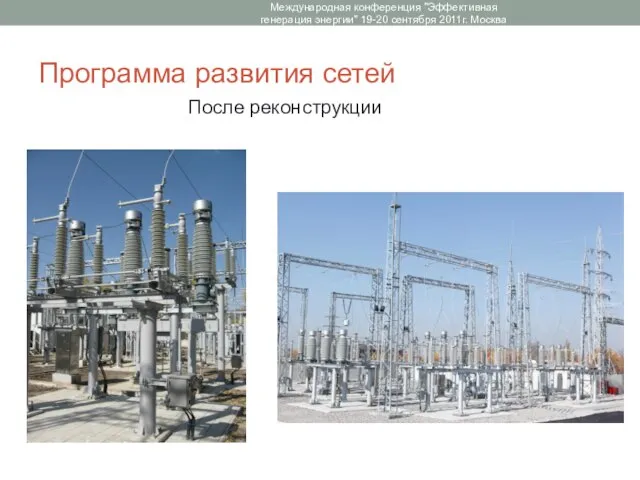 Программа развития сетей После реконструкции Международная конференция "Эффективная генерация энергии" 19-20 сентября 2011г. Москва