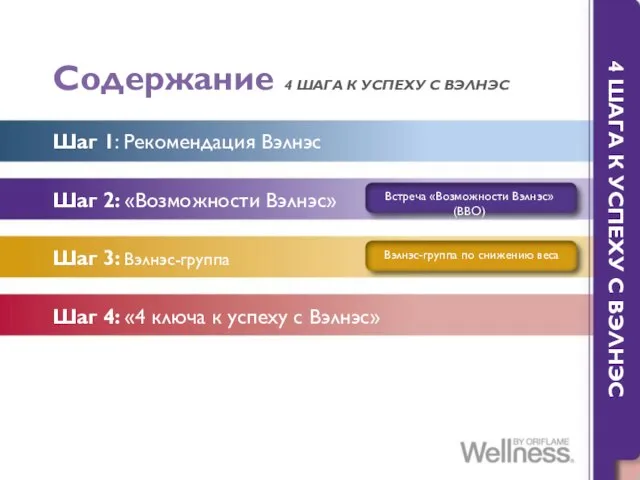 Содержание 4 ШАГА К УСПЕХУ С ВЭЛНЭС Шаг 1: Рекомендация Вэлнэс Шаг