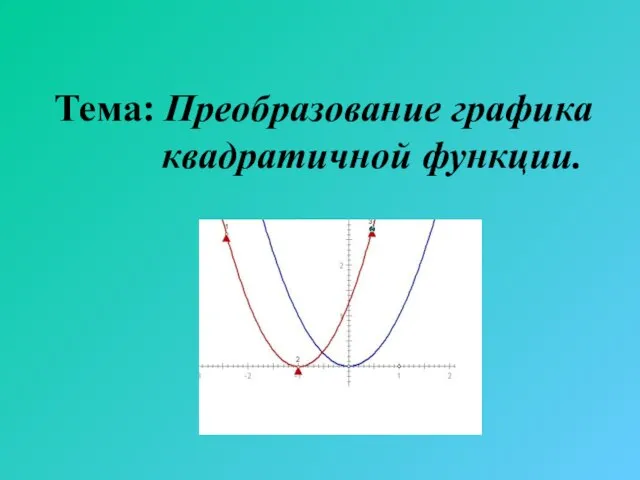 Тема: Преобразование графика квадратичной функции.