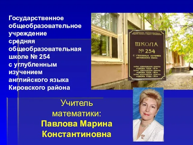 Государственное общеобразовательное учреждение средняя общеобразовательная школе № 254 с углубленным изучением английского