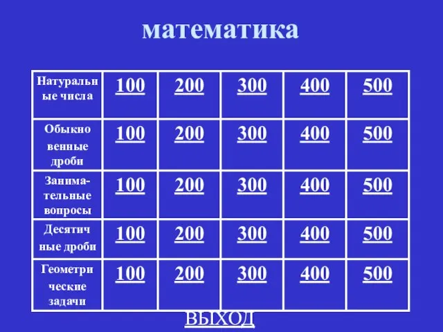 математика ВЫХОД